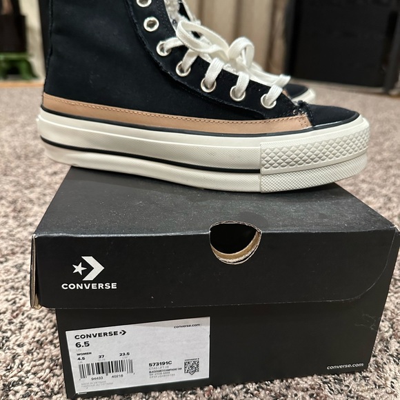 Converse CTAS LIFT HI Sneaker Black/Egret/Champagne Tan - Picture 2 of 5